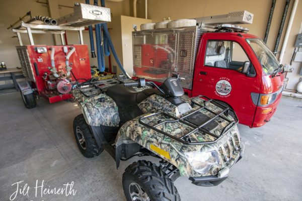 Due to heavy winter snow, the small community of Hartley Bay is served with boardwalks instead of roads. The well-equipped fire station has suitably sized vehicles.