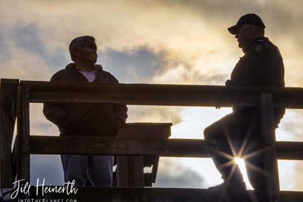 Connecting with the community leaders at the town dock in Kitkatla.