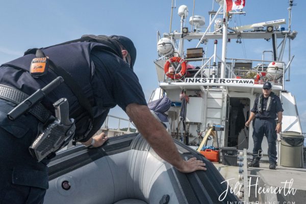 A rack on the back of Inskter makes launching and retrieving the RHIB fast.